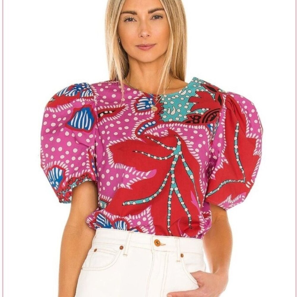 Rhode Nisha Top in Red Psychedelic Flower Size Small - Picture 2 of 8